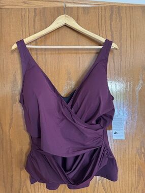 Lands' End Women's Plum Surplice Swim Tankini Top